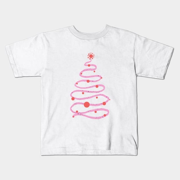 Pink swirly Christmas tree Kids T-Shirt by Home Cyn Home 